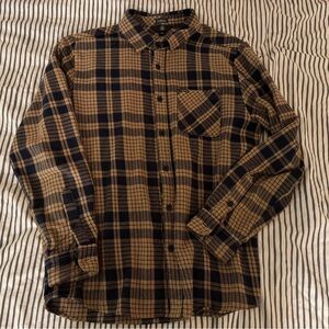 Volcom Plaid Flannel Men's Shirt in Black and Tan